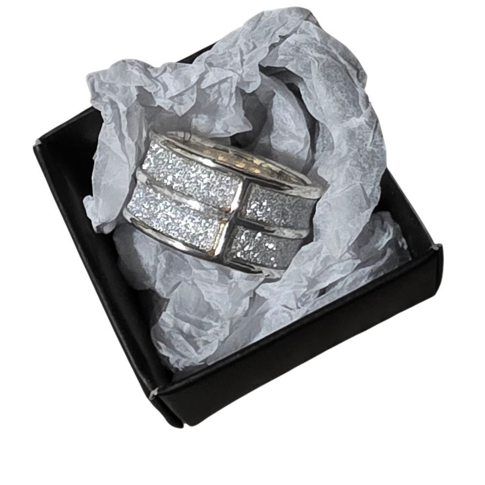 Silver Sparkle Textured Band Ring